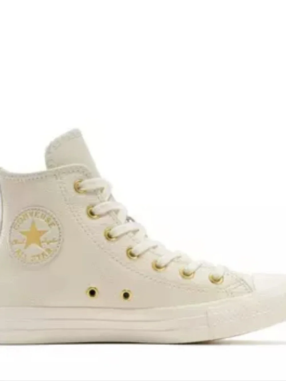Converse Chuck Taylor All Star Leather High Top Sneakers- Egret/Gold